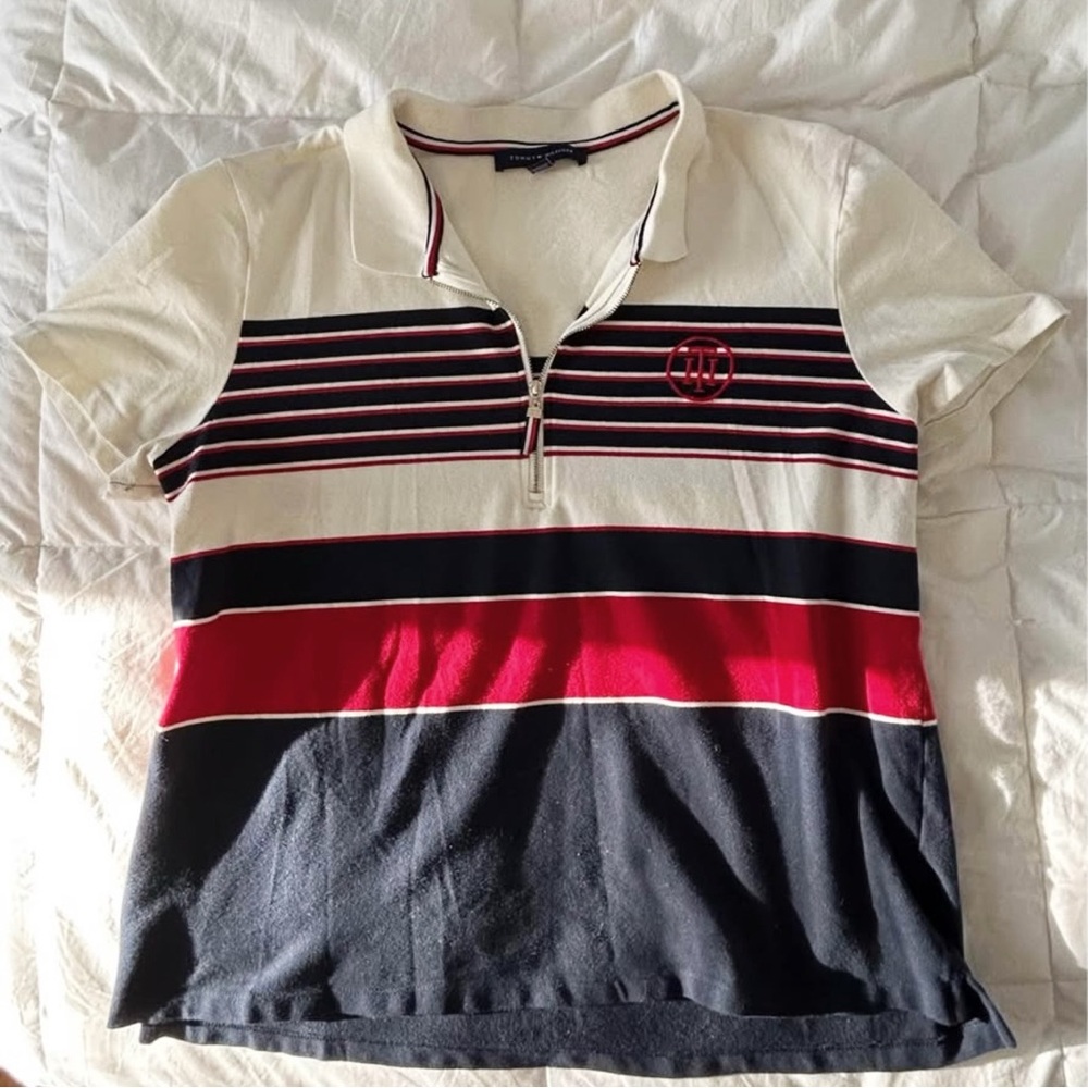 Tommy Hilfiger Striped Zip Polo Shirt
